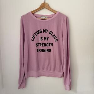 Wildfox Lifting my Glass Graphic Pullover Sweatshirt Sz Small